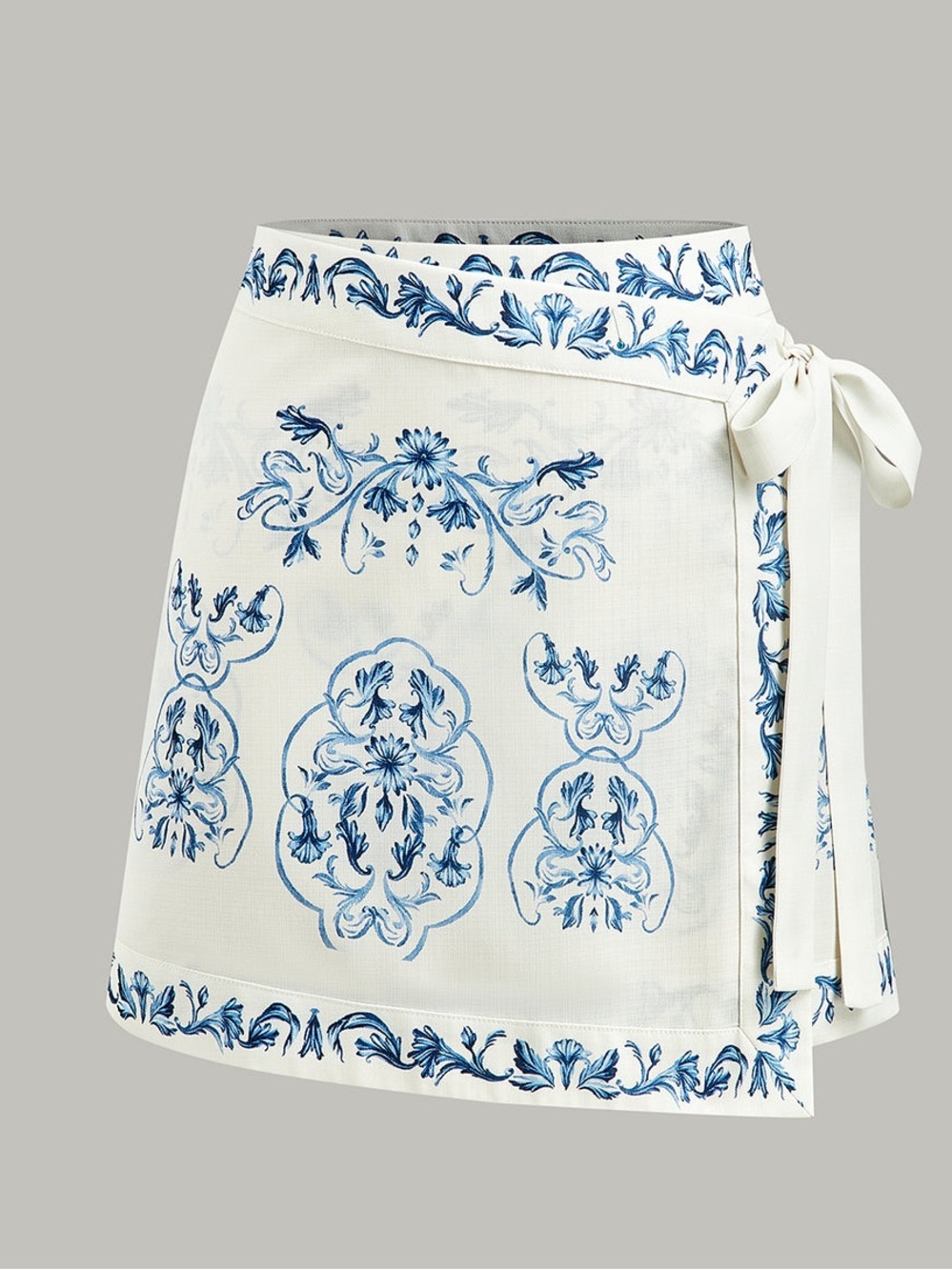NWOT Commense wrap skirt floral bandana print tie waist mini bow luna ribbons - Picture 6 of 8